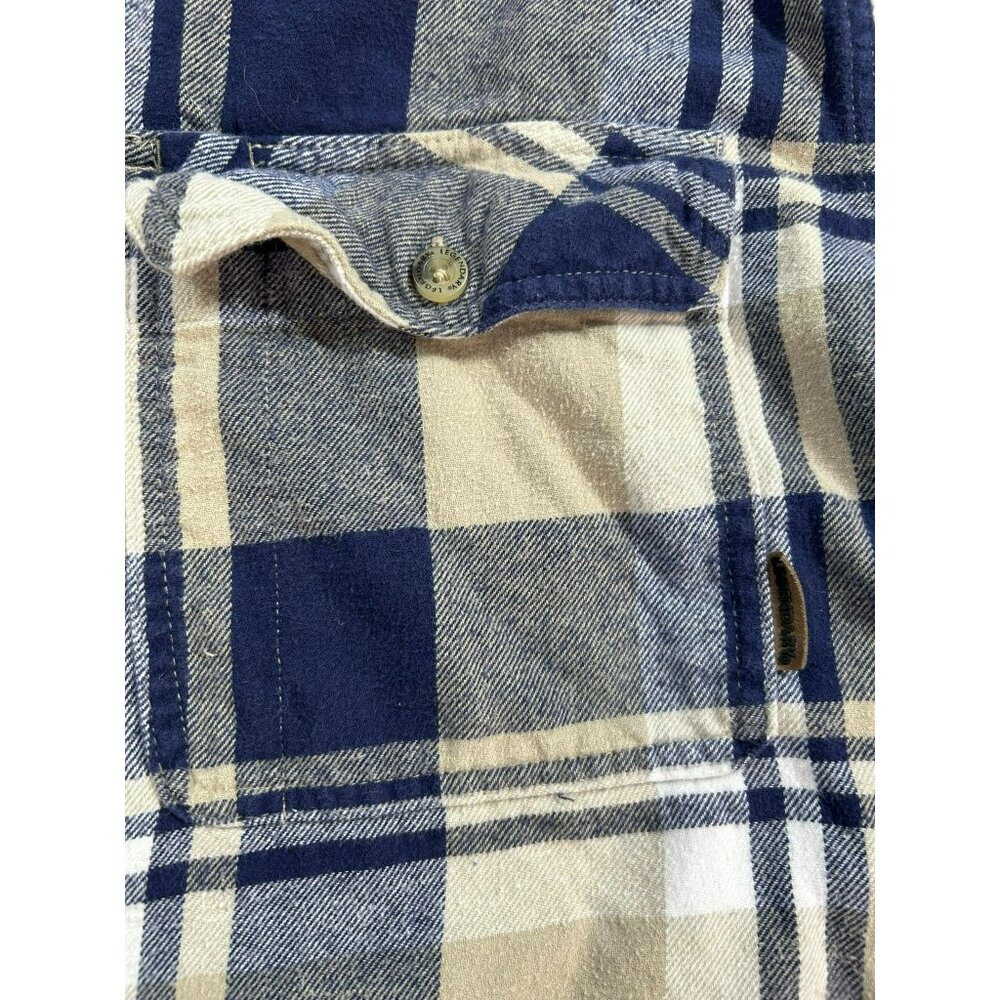 Legendary Whitetails Men's 2XT Plaid Flannel Shirt Corduroy Accents Beige & Blue - Picture 5 of 8